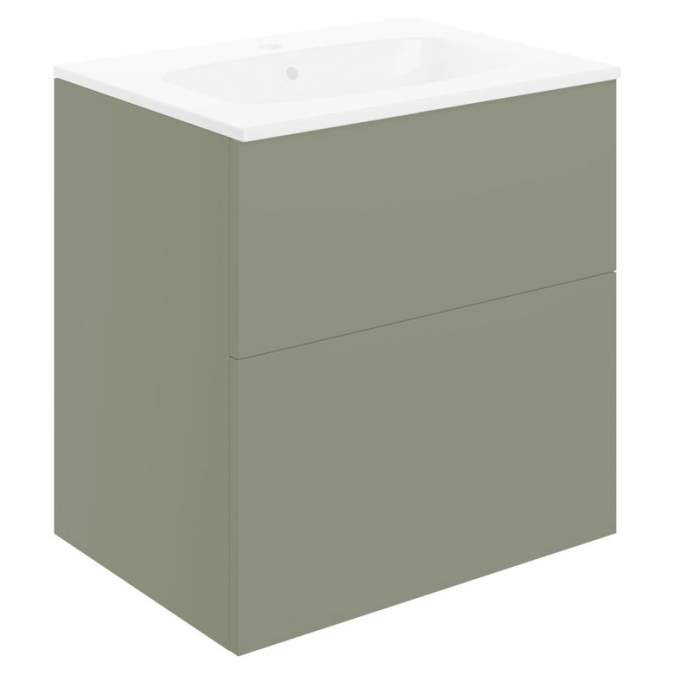 Shetland 610mm Matt Olive Green 2 Drawer Wall Hung Vanity Unit