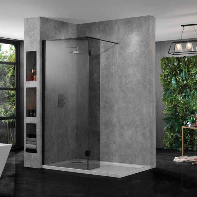 900mm Wetroom 10 Smoked Glass Shower Panel - Aquadart