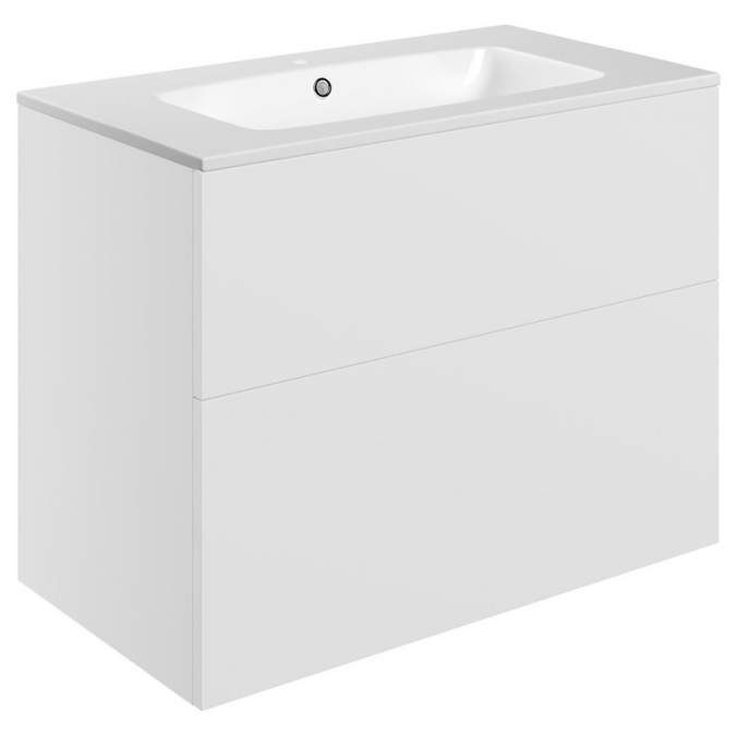 Shetland 815mm Matt White 2 Drawer Wall Hung Vanity Unit