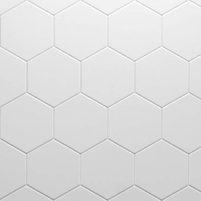 White Hexagon Reflect Tile Wall Panels