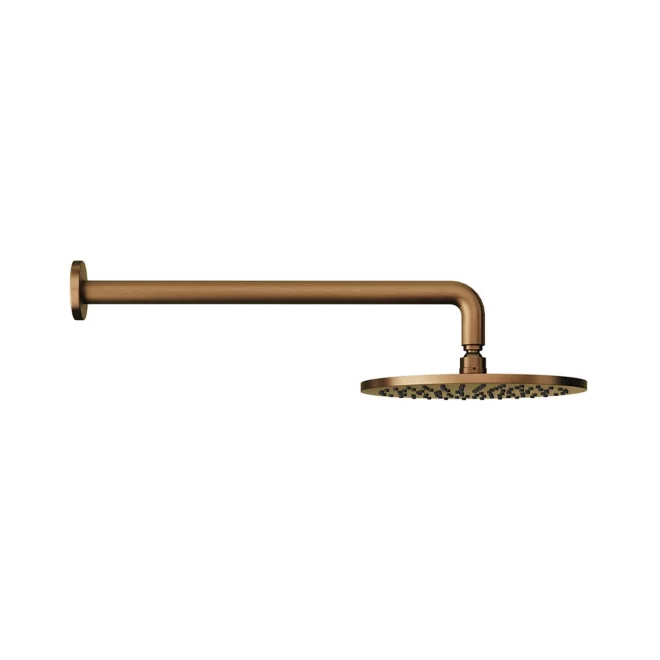 Abacus Brushed Bronze 250mm Round Shower Head and Wall Arm