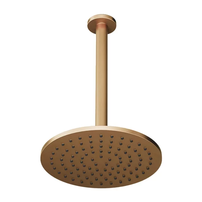 Abacus Brushed Bronze 250mm Round Shower Head and Ceiling Arm