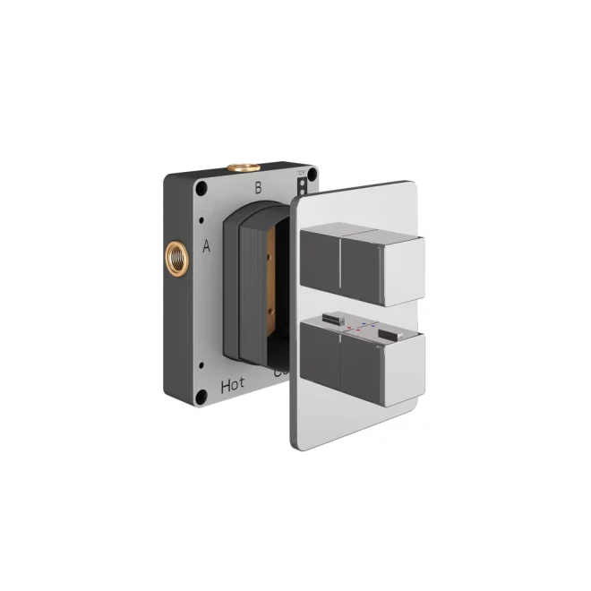 Abacus EZ Box 2.0 Chrome Thermostatic 1 Way Shower Valve with Square Handles