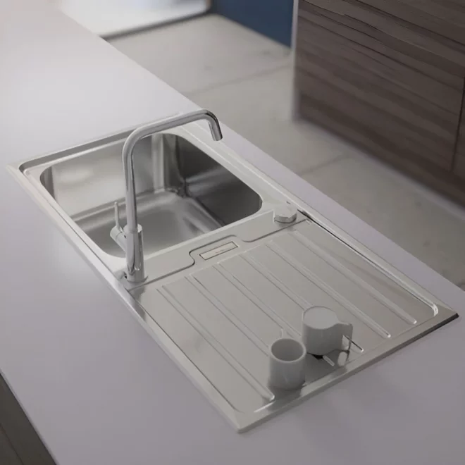 Abode Neron 1 Bowl & Drainer Inset Stainless Steel Kitchen Sink