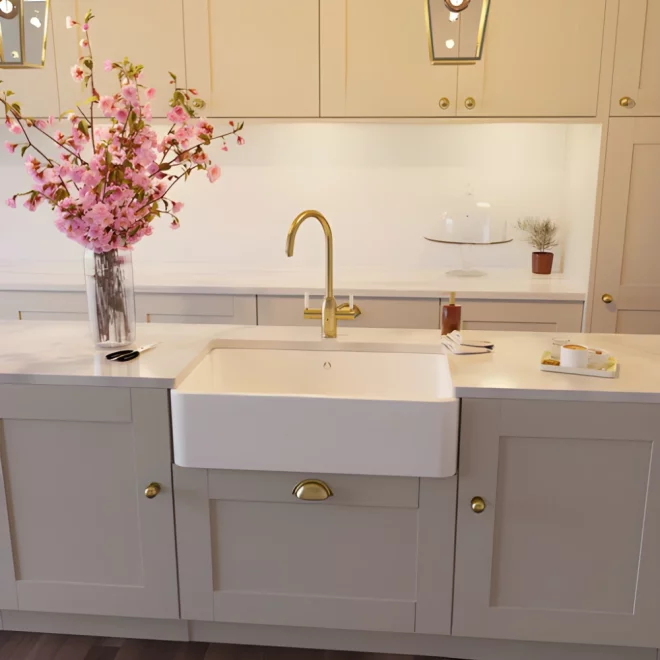 Abode Provincial Large 1 Bowl Undermount Kitchen Sink - White