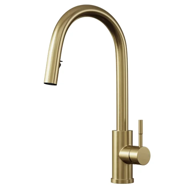 Anatra Elea Concealed Pull-Out Kitchen Mixer Tap - Brushed Brass