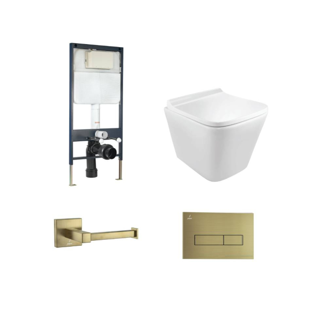 Jaquar Aria Rimless Wall Hung Toilet Antique Bronze Bundle  