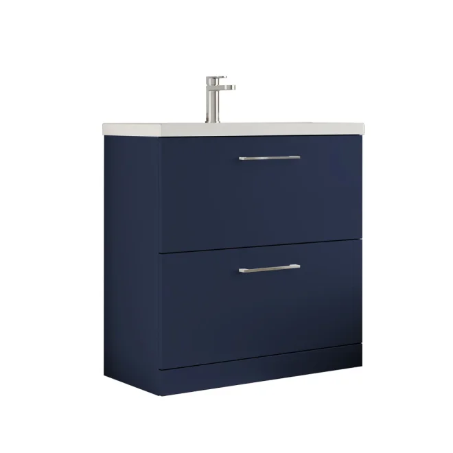 Nuie Arno 800mm Midnight Blue Floor Standing 2 Drawer Vanity Unit