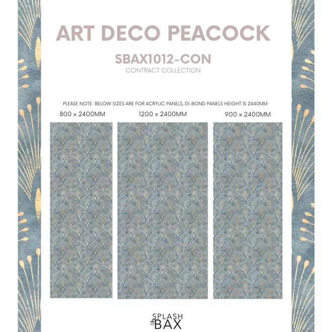 SplashBax Di Bond Shower Panel Art Deco Peacock