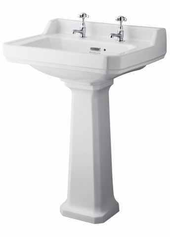 Bayswater Fitzroy 500mm 2 Tap Holes Basin & Comfort Height Pedestal