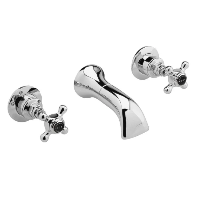 Bayswater Black And Chrome Wall Mounted Basin Mixer Tap