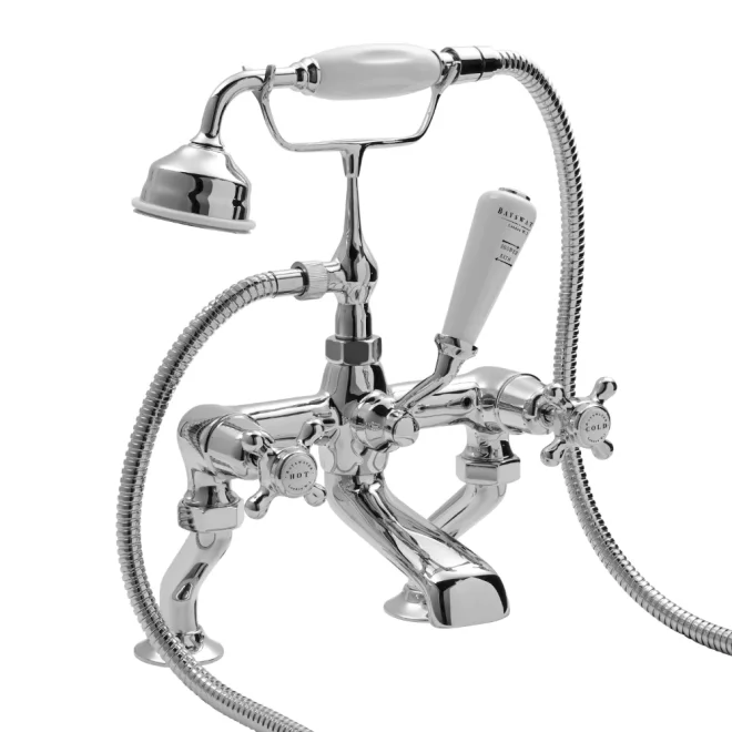 Bayswater Dome Bath Shower Mixer - White/Chrome