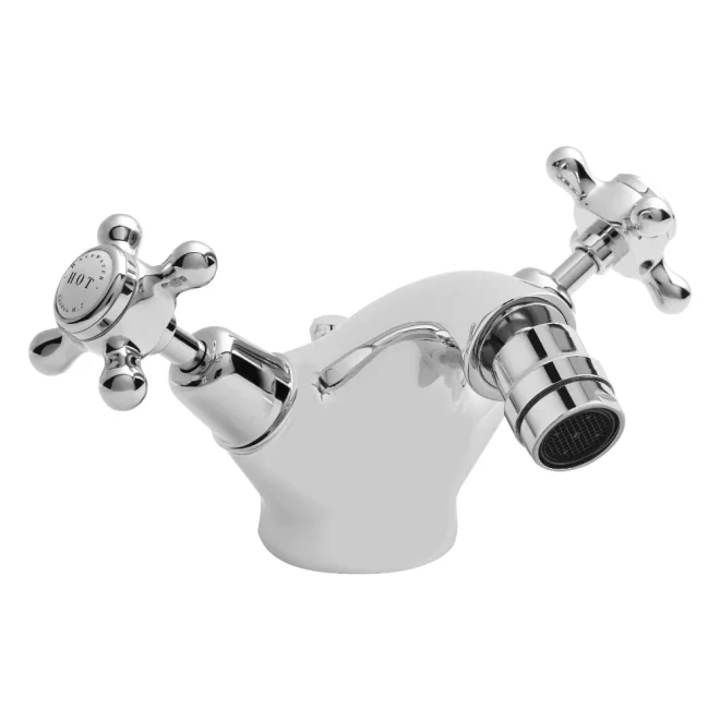 Bayswater Monobloc Dome Bidet Taps - White/Chrome