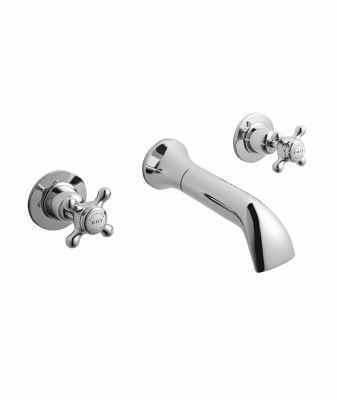 Bayswater 3 Hole Dome Bath Mixer Taps - White/Chrome