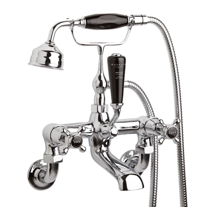 Bayswater Dome Wall Mounted Bath Shower Mixer - Black/Chrome