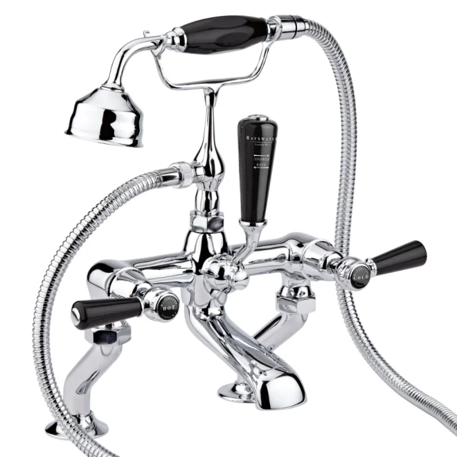 Bayswater Lever Dome Bath Shower Mixer - Black/Chrome