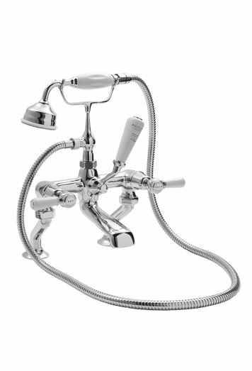 Bayswater Lever Hex Bath Shower Mixer - White/Chrome