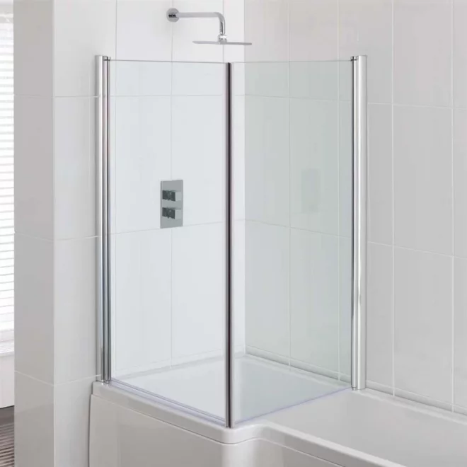 Beaufort Type 1 L Shaped Bath Shower Screen 1400 x 840mm Chrome