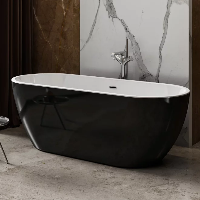 Charlotte Edwards Belgravia Gloss Black 1690 x 730mm Modern Freestanding Bath