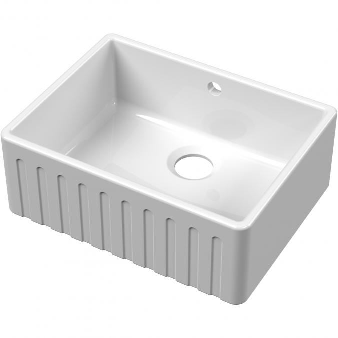 NUIE Butler Fluted Sink with Overflow 595 x 450 x 220mm