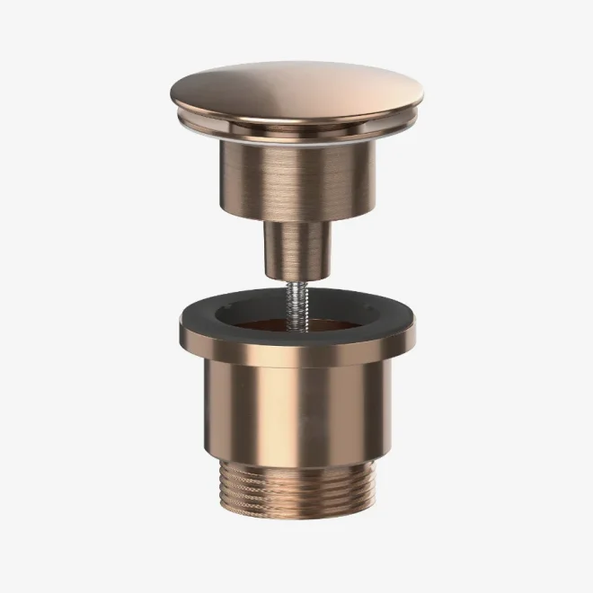 Viva Sanitary Brushed Copper Bronze Universal Sprung Clicker Basin Waste
