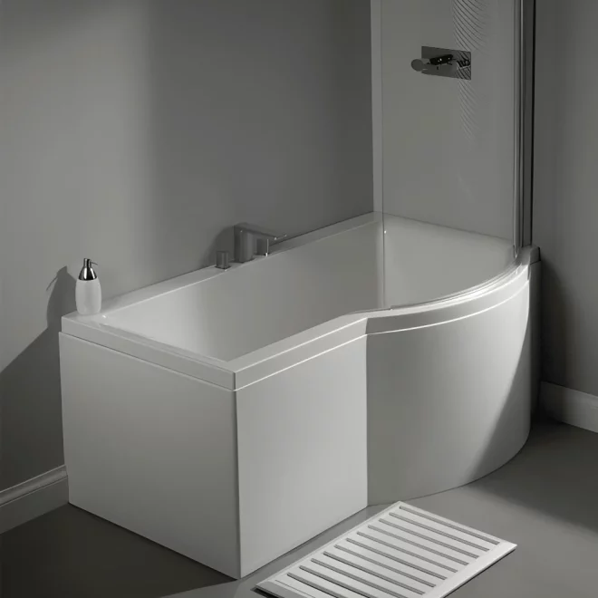 Carron Urban 1700 x 750 - 900- P Shape Shower Bath - Carronite