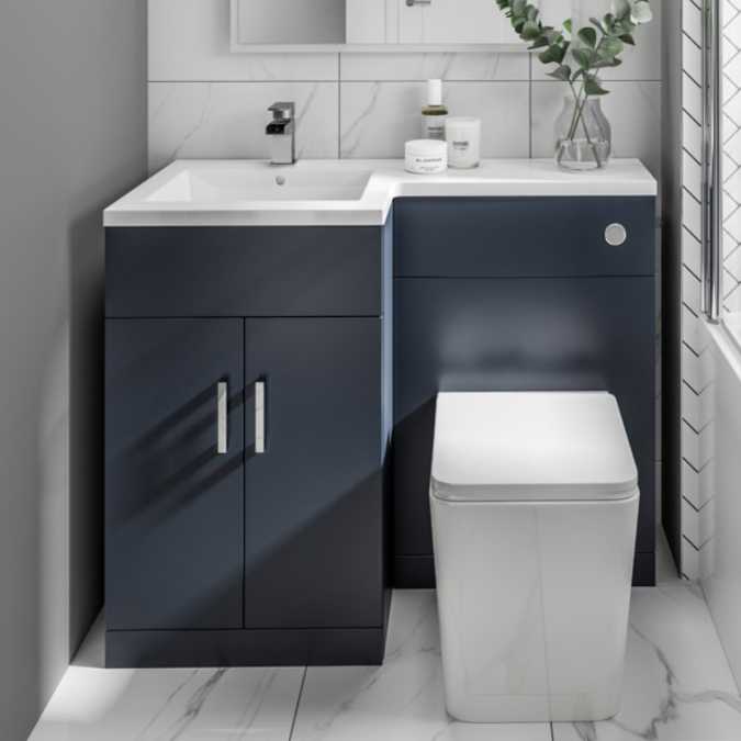 Elation Combination L Shaped Vanity Basin Wc Unit 1050mm Free Uk Delivery Massive - Bathroom Vanity And Toilet Combination Uk