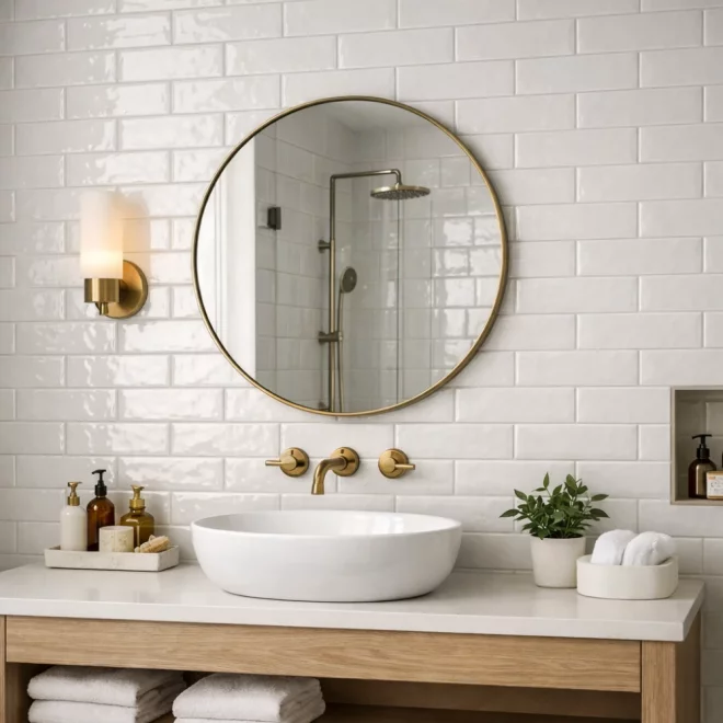 Como White 300x100 Gloss Bumpy Ceramic Tile - &pound;35.70m2