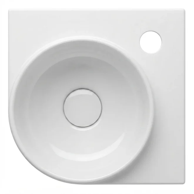 Davoli 280mm Gloss White Wall Hung Corner Basin With Support