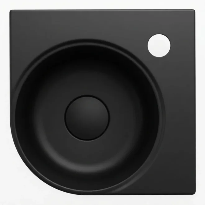 Davoli 280mm Matt Black Wall Hung Corner Basin With Support