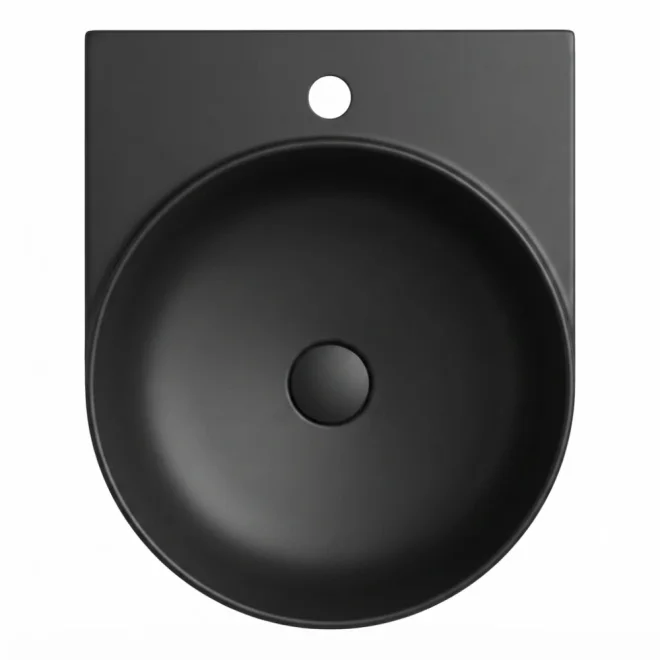 Davoli 400mm Matt Black Wall Hung Basin With Support