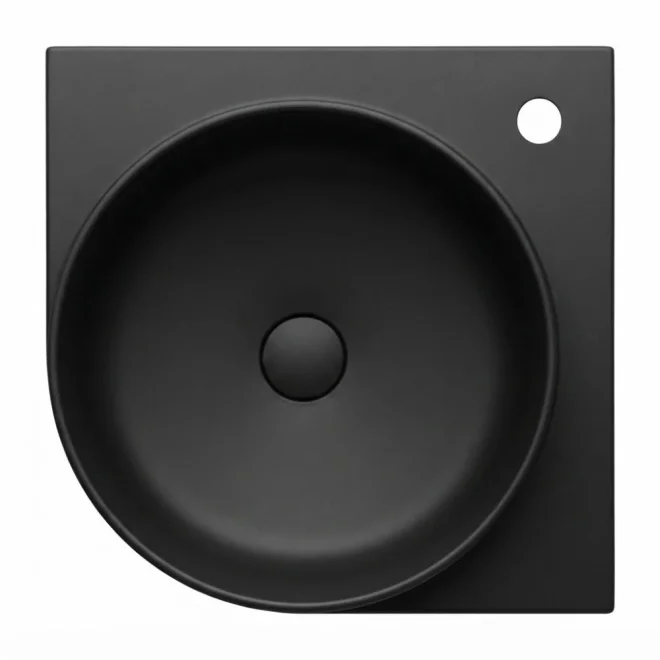 Davoli 450mm Matt Black Wall Hung Basin With Support