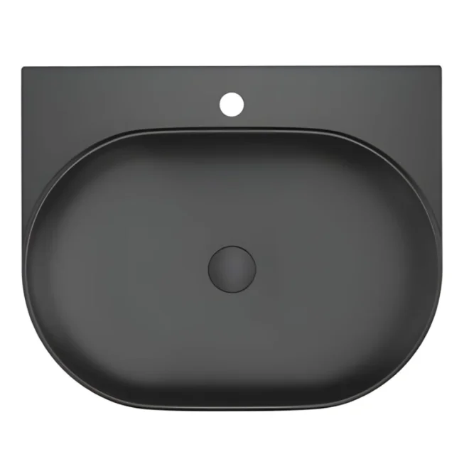 Davoli 600mm Matt Black Wall Hung Basin With Support