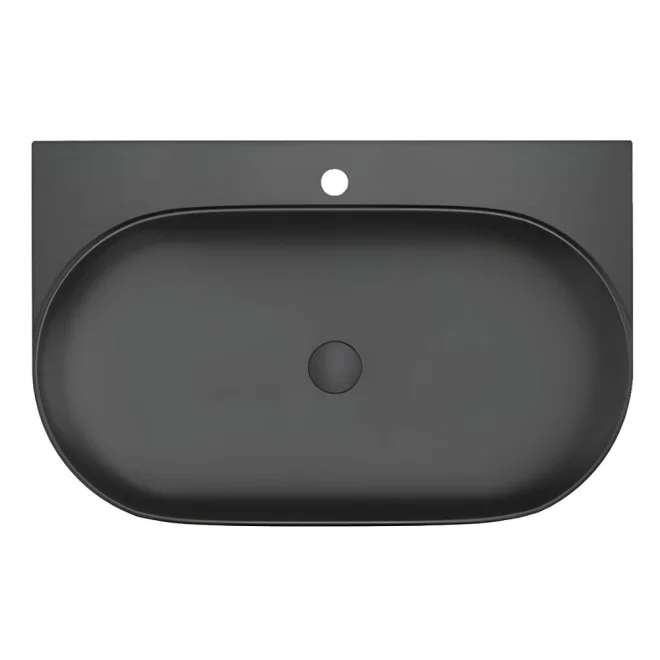 Davoli 800mm Matt Black Wall Hung Basin With Support