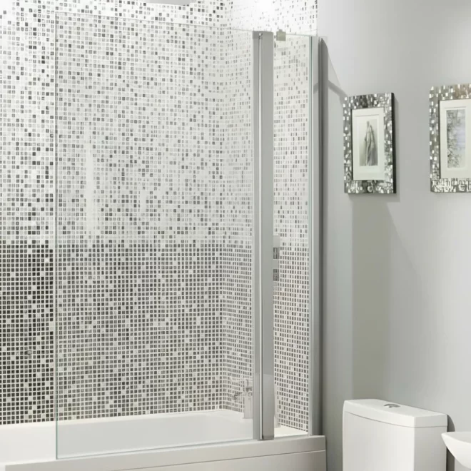 Eastbrook Hinged Bath Shower Screen 1400 x 750mm Chrome