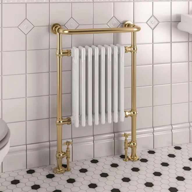Eastbrook Isbourne Brushed Brass Traditional Towel Radiator - 41.0709
