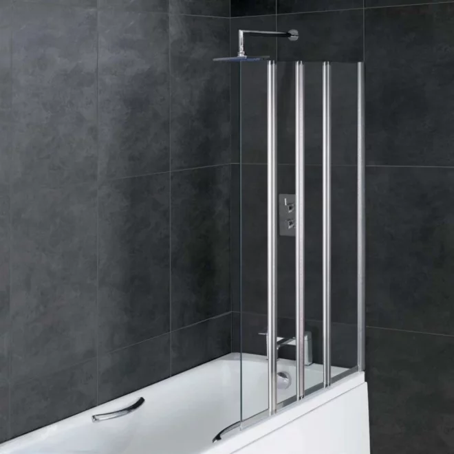 Eastbrook Volente 1 fixed 3 Fold Bath Shower Screen 1400 x 1000mm Right Hand Chrome