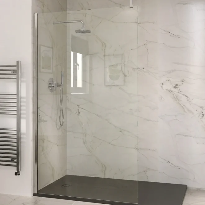 Aquaglass Elite Walk In Shower Screen With Chrome Profile 