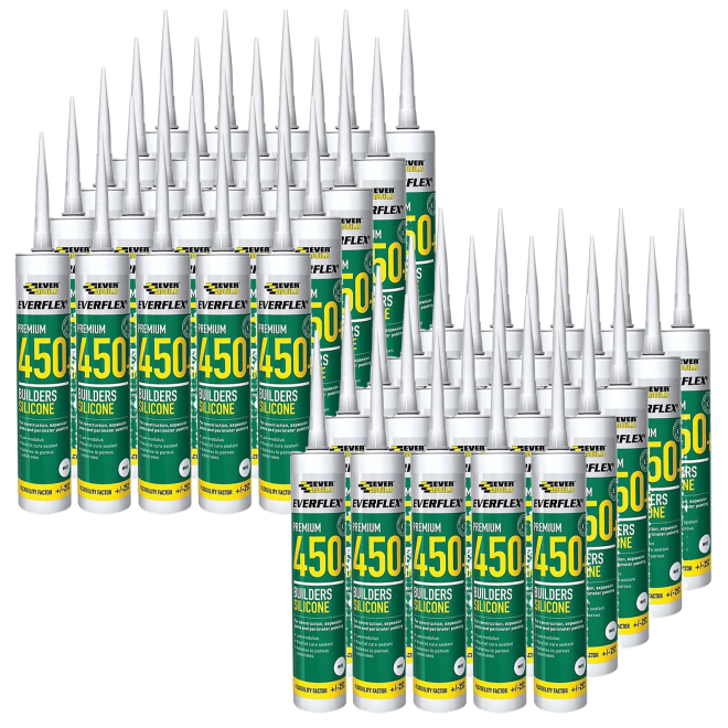 50 x Tubes EVERBUILD EVERFLEX Silicone 450 Premium Translucent