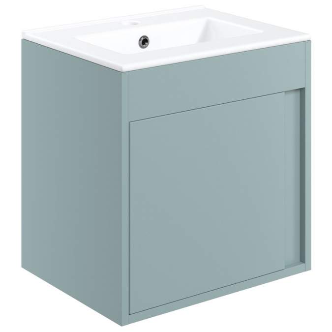 Forest 510mm Wall Hung Unit Inc. Basin - Matt Sea Green