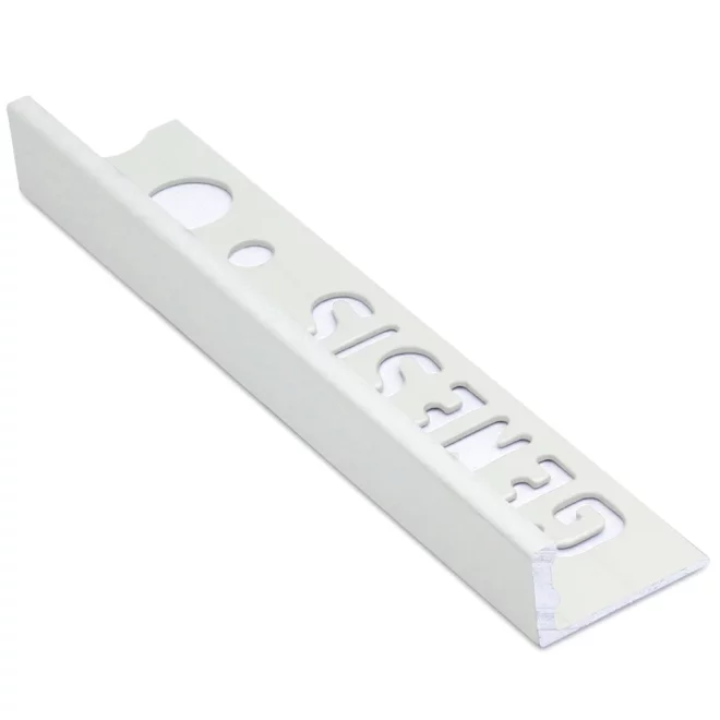 Genesis 12mm Matt White Aluminium Straight Edge Tile Trim 2.5m