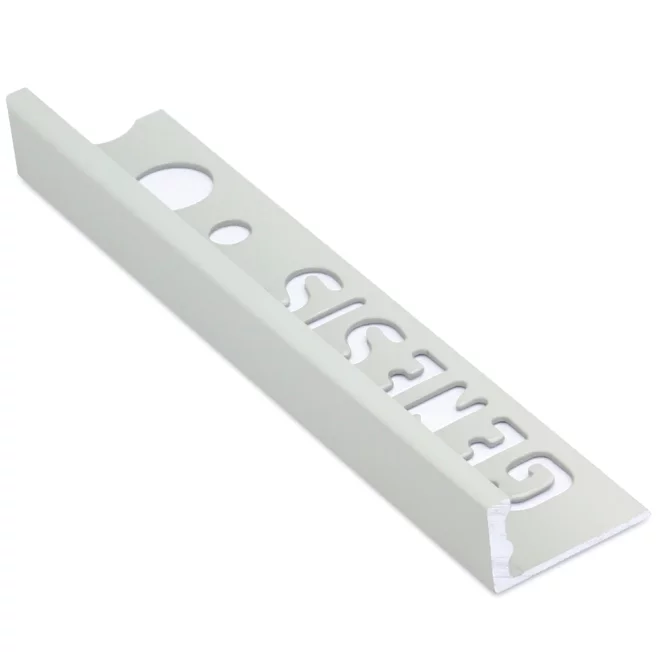 Genesis 12mm Soft Grey Aluminium Straight Edge Tile Trim 2.5m
