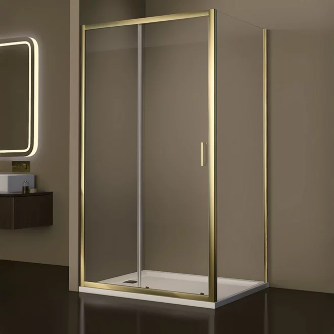 Gio Brushed Brass 1200mm Sliding Shower Door