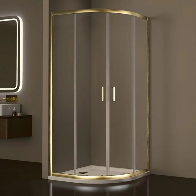 Gio Brushed Brass Two Door 800mm Quadrant Shower Enclosure