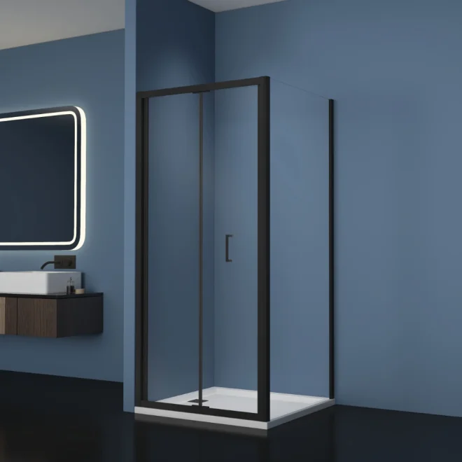 Gio Matt Black 760mm Bi-Fold Shower Door