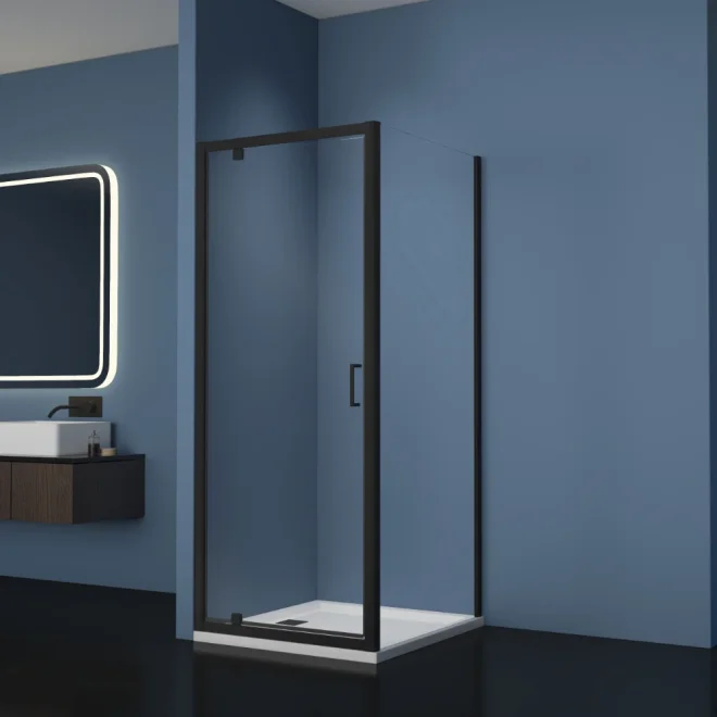 Gio Matt Black 800mm Pivot Shower Door