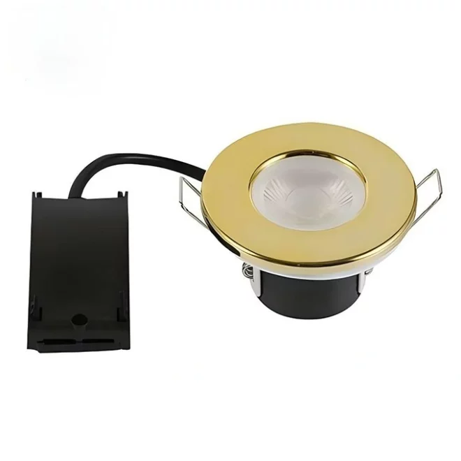Gio Brass 6W IP65 Fire Rated LED Downlight, Dimmable & Light Colour Selectable