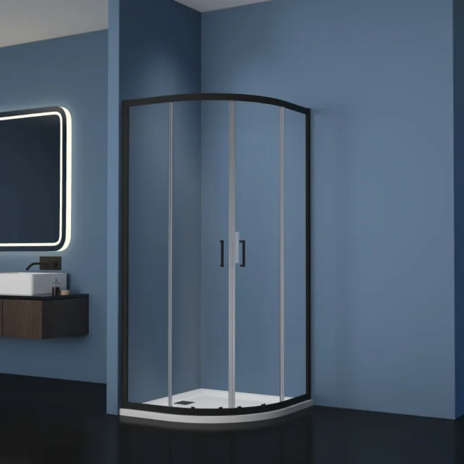 Gio Matt Black 900mm Quadrant Double Door Shower Enclosure