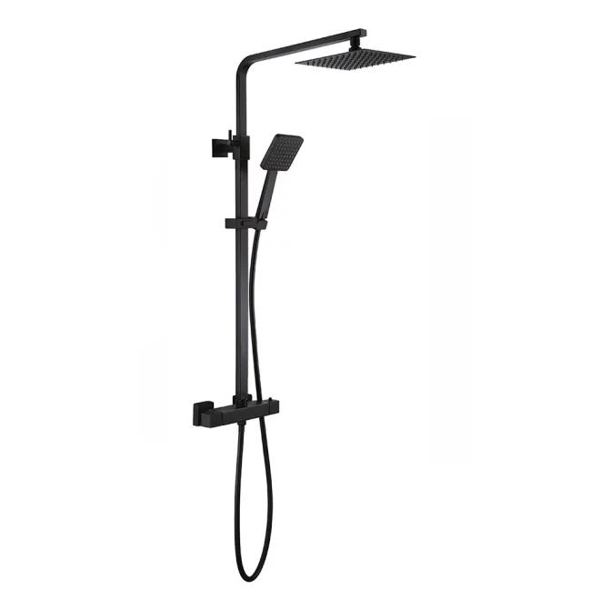Gio Edge Black Square Dual Head Rigid Riser Shower Kit