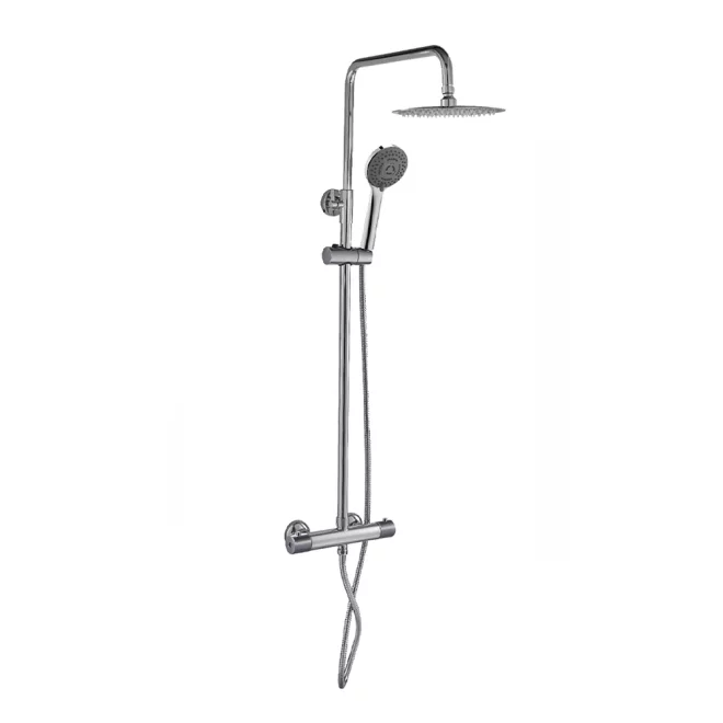 Gio Halo Round Chrome Dual Head Rigid Riser Shower Kit